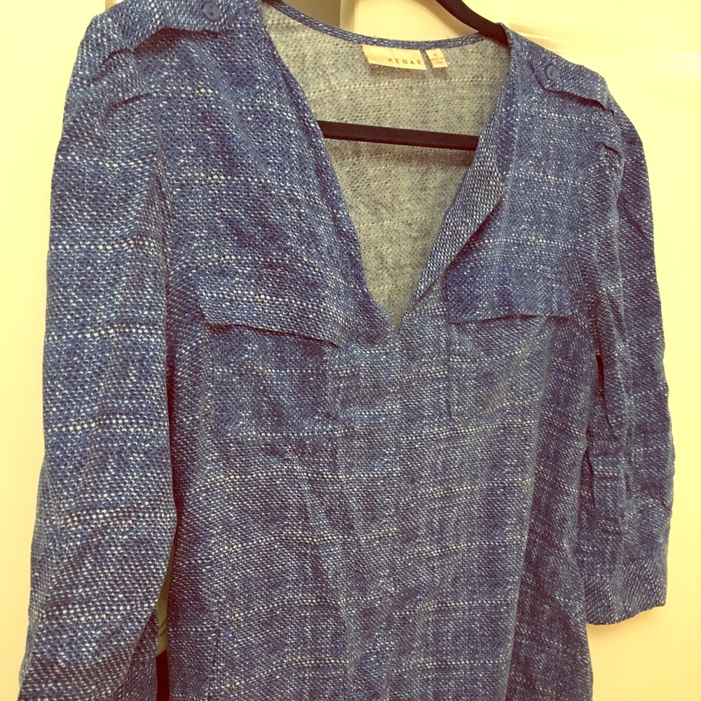 Kenar Front Pocket Blouse with Shoulder Detail
